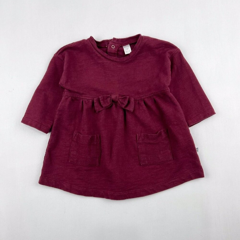 Petit Lem French Terry Dress in Burgundy 6 mo
